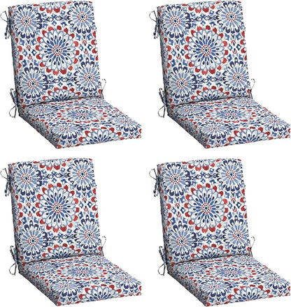 Arden 4-Pack Outdoor Patio Dining Chair Cushion, 20x44, Rain-Proof Seat Pad, Fade-Resistant Outdoor Cushion Clark Blue