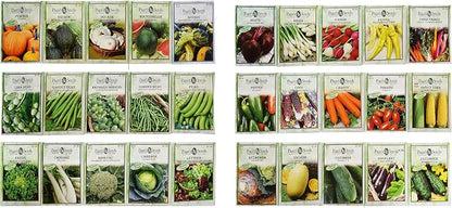 Premium 30 Variety Vegetable Seeds! All Seeds are Heirloom, 100% Non-GMO!