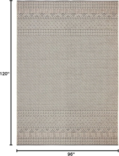SAFAVIEH Washable Rug Outdoor Courtyard Collection - 8' x 10', Beige & Black, Non-Shedding & Easy Cleaning, Ideal for Patio, Backyard, Mudroom, DIning Space (CY6235-25612)