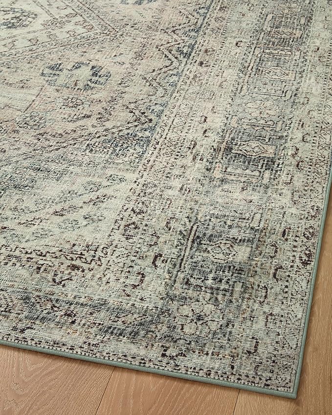 Loloi Magnolia Home by Joanna Gaines Sinclair Collection SIN-04 Natural/Sage 2'-3" x 11'-6", .25" Pile Height, Machine Washable, Runner Rug