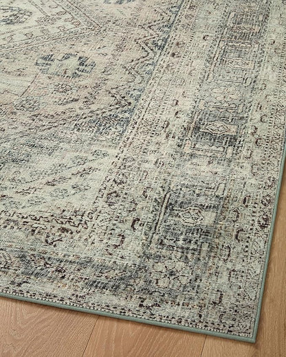 Loloi Magnolia Home by Joanna Gaines Sinclair Collection SIN-04 Natural/Sage 2'-3" x 11'-6", .25" Pile Height, Machine Washable, Runner Rug