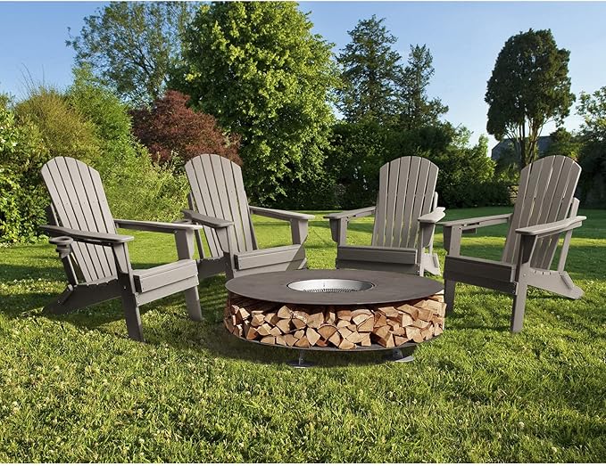 FUNBERRY Folding Adirondack Chair Set of 4, All Weather HDPE Fire Pit Chairs with Cup Holder for Outdoor