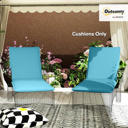 Outsunny Outdoor Lounge Chair Cushion Set of 2, UPF50+ 200gsm Fabric and 25D High-Density Foam, Foldable Patio Chaise Lounge Cushion Set, Fade Resistant for Lawn Pool, 76" x 23", Light Blue