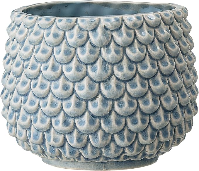 Bloomingville Stoneware Flower Pot Pinecone, Planter, 6,5'', Sky Blue