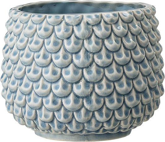 Bloomingville Stoneware Flower Pot Pinecone, Planter, 6,5'', Sky Blue
