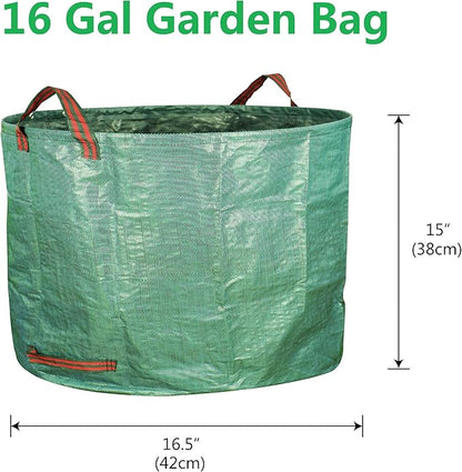 Gardzen 3-Pack 16 Gallon Yard Waste Bags, Reusable Heavy Duty Collapsible Garden Leaf Bags with Plastic Ring, Stand-Up Yard Waste Bin for Leaves, Lawn Debris & Grass Clippings
