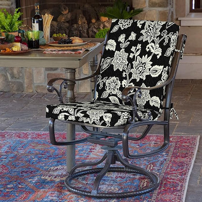 Arden 4-Pack Outdoor Patio Dining Chair Cushion, 20x44, Rain-Proof Seat Pad, Fade-Resistant Outdoor Cushion Ashland Black Jacobean