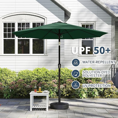 PatioKingdom 11FT Patio Umbrella,Outdoor Umbrella with Push Button Tilt and Crank,Market Table Umbrella with 8 Sturdy Fiberglass Ribs UV Protection(Dark Green, 11FT)