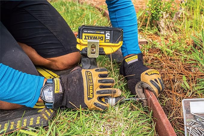 Ironclad Ranchworx Work Gloves RWG2, Premier Leather Work Glove, Performance Fit, Durable, Machine Washable, (1 Pair), RWG2-04-L,Brown/Black