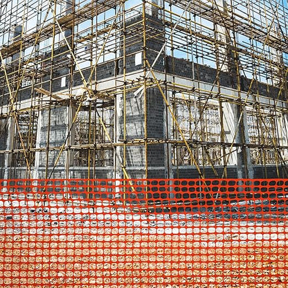 Houseables Plastic Mesh Fence, Construction Barrier Netting, Orange, 4'x100' Feet, 1 Roll, Garden Fencing, Fences Wrap, Above Ground, for Snow, Poultry, Chicken, Safety, Deer, Patio, Garden Netting