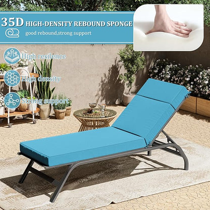 2 Pcs Chaise Lounge Cushions Outdoor, 80" L X 26" W X 4" D Lounge Chair Cushions for Outdoor Furniture, High-Density Foam Patio Chaise Cushion-Waterproof Fade-Resistant ThickPatio lounge chair cushion