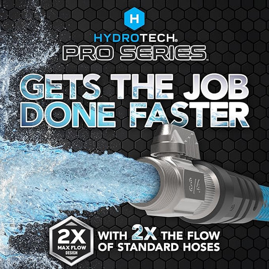 HydroTech 25 ft Expandable Garden Hose - Pro Series, 2x Max Flow, 3/4" No-Kink Flexibility, Lightweight Hose for Lawn, Garden, Car Washing, Deck and Patio Cleaning