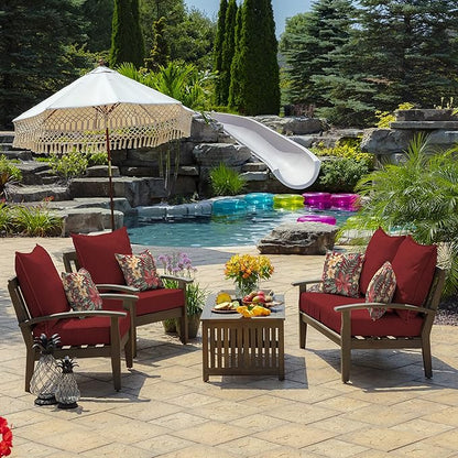 Arden Outdoor Deep Seat Cushion Set (4-Pack), 22 in x 24 in, Weather-Proof, Rain-Proof, Fade Resistant Patio Cushion for Chair, Sofa, and Couch Ruby Red Leala