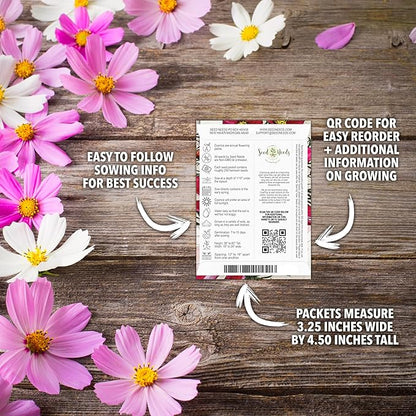 Seed Needs Cosmos Seeds Variety Pack of 8 Flowers for a Butterfly Garden