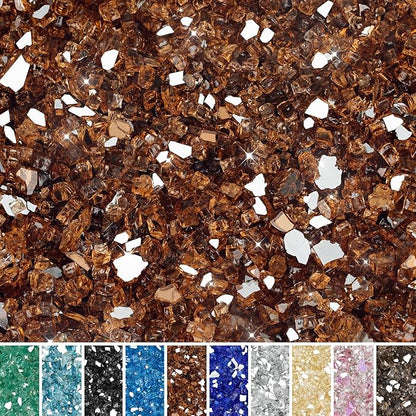 Skyflame High Luster 10-Pound Fire Glass for Fire Pit Fireplace Landscaping, 1/4-Inch Copper Reflective