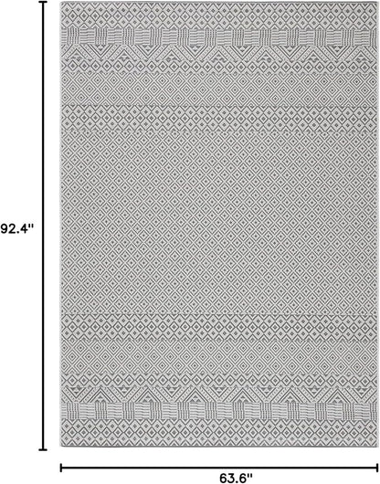 SAFAVIEH Washable Rug Outdoor Courtyard Collection - 5'3" x 7'7", Brown & Grey, Non-Shedding & Easy Cleaning, Ideal for Patio, Backyard, Mudroom (CY6235-07812)