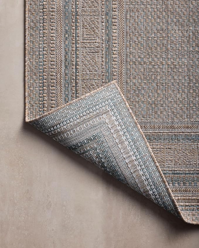 Loloi Amber Lewis Topanga Collection TOP-05 Natural/Teal 3'-11" x 5'-11" Indoor/Outdoor Accent Rug