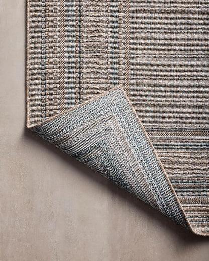 Loloi Amber Lewis Topanga Collection TOP-05 Natural/Teal 3'-11" x 5'-11" Indoor/Outdoor Accent Rug