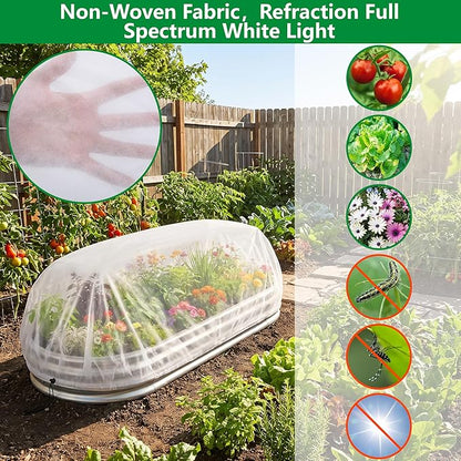 DECOHS Garden Raised Bed Plant Shade Cloth, Non-Woven Raised Bed Sunshade Cover with Drawstring, White Fabric Pest Barrier Screen for 4×2×1FT Garden Beds Vegetable Flower Protection Reduce Sun Burn