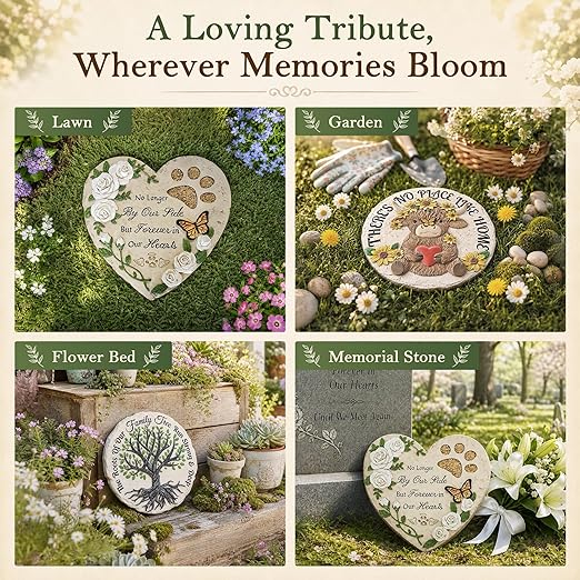 GIGALUMI Garden 10" Stepping Stones Outdoor, Dog Memorial Garden Stones, Hand Print Garden Decorations Walkway, Round Sympathy Gifts for Loss of Loved One, Gifts for Pet Lovers