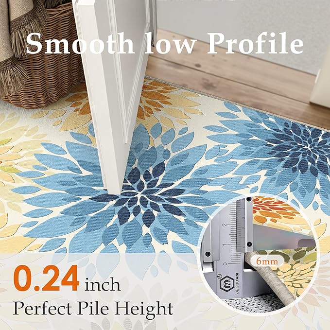 6x9 Indoor Outdoor Area Rug Washable Patio Rug Colorful Non Slip Non Shedding Waterproof Carpet for Living Room Bedroom Porch Backyard Deck Balcony RV Camping Garden Picnic