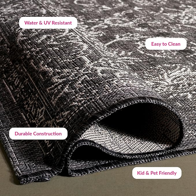 SAFAVIEH Courtyard Collection 2'3" x 14' Black/Ivory CY8680 Indoor/ Outside Waterproof Easy cleansingPatio Backyard Mudroom Runner Mat