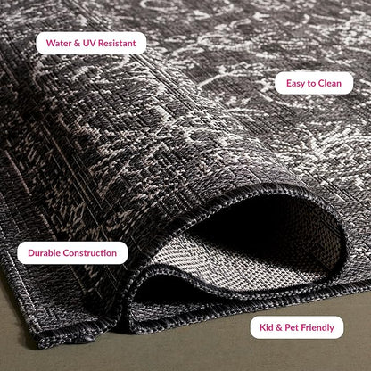 SAFAVIEH Courtyard Collection 2'3" x 20' Black/Ivory CY8680 Indoor/ Outside Waterproof Easy cleansingPatio Backyard Mudroom Runner Mat