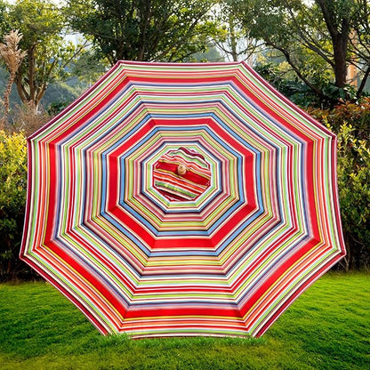 9FT Table Patio Outdoor Umbrella Market Round Umbrella with Pulley Lift Windproof & Waterproof, 8 Ribs with Polyester Cover for Garden, Deck, Pool, lawn, Backyard