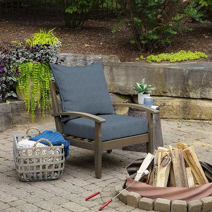 Arden Performance Outdoor Deep Seat Set, 24 x 24, Water Repellent, Fade Resistant, Deep Seat Bottom and Back Cushion Denim Alair
