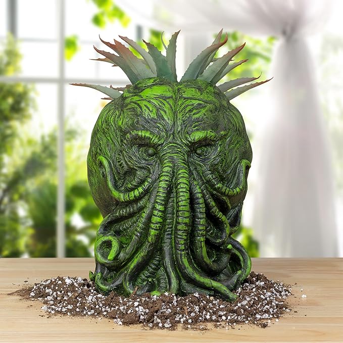Toy Vault Cthulhu Planter Pot (11-Inch); Large Monster Resin Planter Inspired by H.P. Lovecraft