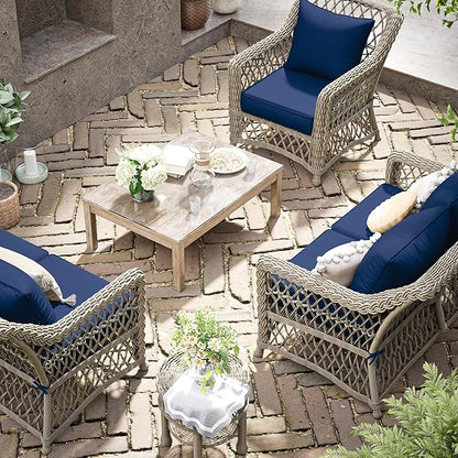 Premium Outdoor Seat Cushion Chair Cushions for Patio Furniture 24 L X 24 W X 5 H Waterproof & Fade Resistant Deep Seat and Backrest Cushion Set with Removable Covers for Chair, Sofa