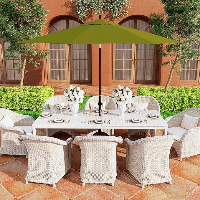 California Umbrella 11Ft Premium Patio Umbrella, Hand-Crank, Tilt-Collar, Bronze Frame, Solution Dyed Kiwi Fabric