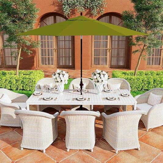 California Umbrella 11Ft Premium Patio Umbrella, Hand-Crank, Tilt-Collar, Bronze Frame, Solution Dyed Kiwi Fabric