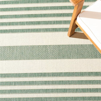 SAFAVIEH Courtyard Collection 2'7" x 5' Beige/Dark Green CY6062 Stripe Indoor/ Outside Waterproof Easy cleansingPatio Backyard Mudroom Area Mat