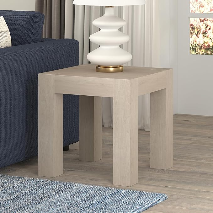 Henn&Hart Langston 22" Wide Square Side Table in Alder White