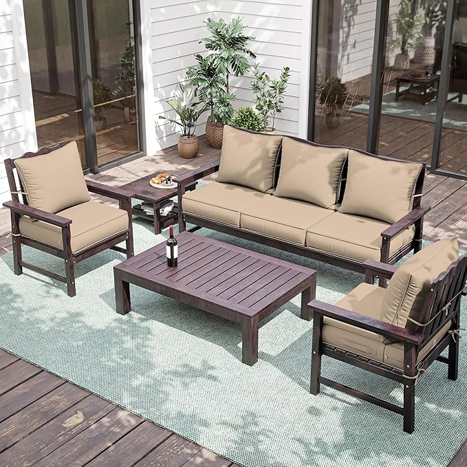 Premium Outdoor Seat Cushion Chair Cushions for Patio Furniture 22 L X 22 W X 4 H Waterproof & Fade Resistant Deep Seat and Backrest Cushion Set with Removable Covers for Chair, Sofa