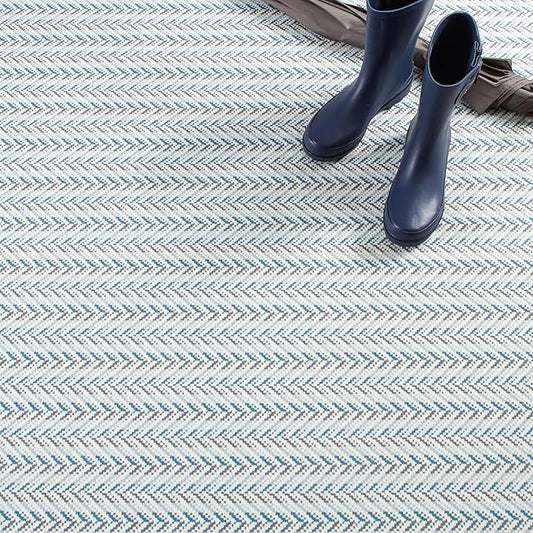 Dash & Albert Lowell Blue Machine Washable Rug, 6 X 9 Feet, Blue Graphic Pattern - Premium Luxury Hotel Quality Soft Breathable Hypoallergenic Machine Washable Easy Care All Season Comfortable