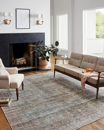 Loloi Chris Loves Julia Jules Collection JUL-05 Lagoon/Brick 2'-6'' x 9'-6'', .13" Pile Height, Runner Rug