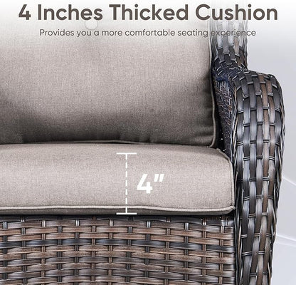 9-Piece Outdoor Patio Cushion Set - Fade & Water Resistant with Removable Olefin Cover, 22x24x4 Inch Memory Foam Cushions for Wicker Sectional Sofa – Grey/Buckle