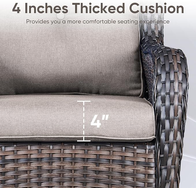 Patio Chair Cushions 3 Packs - Outside Heavy Duty Thick Water-Resistant Cushion 22x24 with Zipper Cover for Patio Glider Rocking Chairs Loveseat Couch – Grey/Buckle