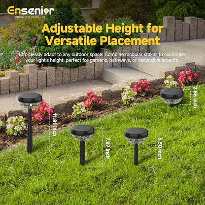 Ensenior 8 Pack Solar Pathway Lights, Multicolor & Warm White LED, IP65 Waterproof, Garden Back Yard Solar Lights Outdoor Decorative