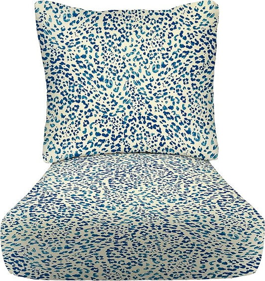 RSH DECOR: Deep Seating Cushion with Pillow Back | 23” x 26” Seat | All-Weather Spun Fabric | Water and Fade-Resistant | Outdoor Chair Cushion Set for Patio Furniture | Sunny Spot Blue