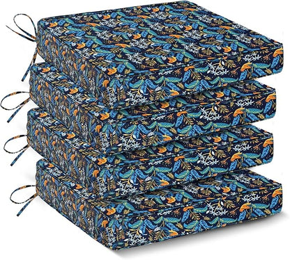 Outdoor Chair Cushions Set of 4,Waterproof Outdoor Seat Cushions for Patio Furniture,Patio Chair Cushion with Handle and Ties, Out Door Chair Pads,19" x 19" x 3", Black Nightingale