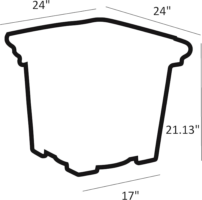 The HC Companies Terrazzo Square Plant Pot w/Drainage - Classic Planters for Outdoor Plants & Indoor Plants - Large UV-Resistant Plastic Pots for Plants (24”, Granite, Pack of 1)