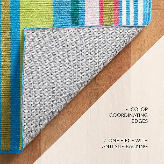 Dash & Albert Mellie Stripe Machine Washable Rug, 2.5 X 8 Feet, Multi Stripe Pattern