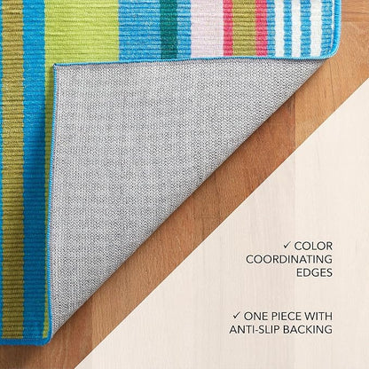 Dash & Albert Mellie Stripe Machine Washable Rug, 2.5 X 8 Feet, Multi Stripe Pattern