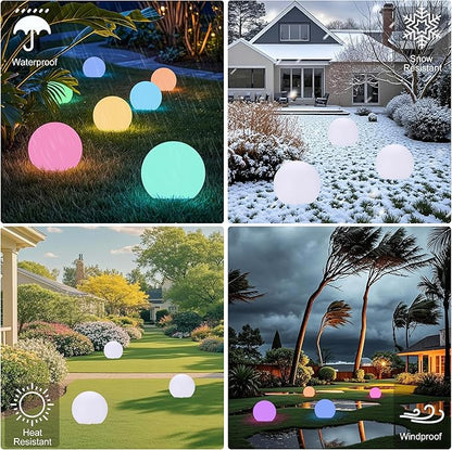 6 Inch Ball Light, Outdoor Glow Globe Light with Remote Control, LED Gazing Ball Night Light 16 Modes RGB Color Changing, Waterproof Globe for Garden Yard Pathway Decor