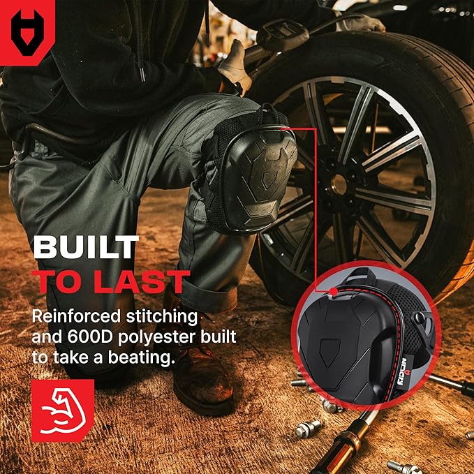 NoCry Professional Construction Knee Pads for Men and Women with Non-Slip Heavy Duty Cap and Ankle Support — Thick Foam and Gel Cushioning — Reinforced, Adjustable Straps and Military Grade Rivets