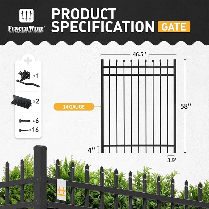 Pinnacle Fence Gate Pack of 5 - Heavy Duty Steel, 5FT x 4FT, Anti-Rust, Decorative for Residential, Yard, Pool, Patio