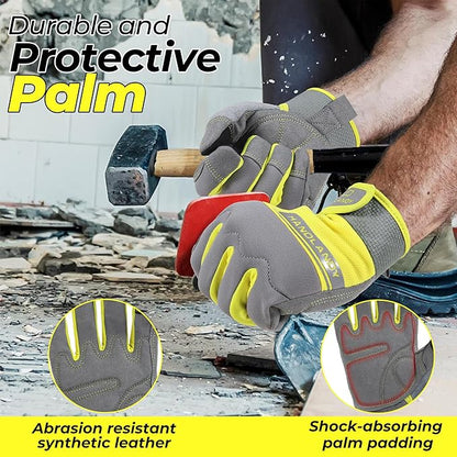 HANDLANDY Work Gloves for Men & Women, Utility Mechanic Working Gloves Touch Screen, Flexible Gardening Gloves for Yard